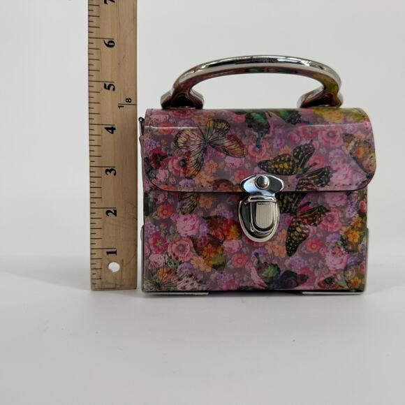 Vtg 90s Holographic Butterfly Box Purse Mini Rare Floral Handbag Made USA Y2K - Picture 7 of 9